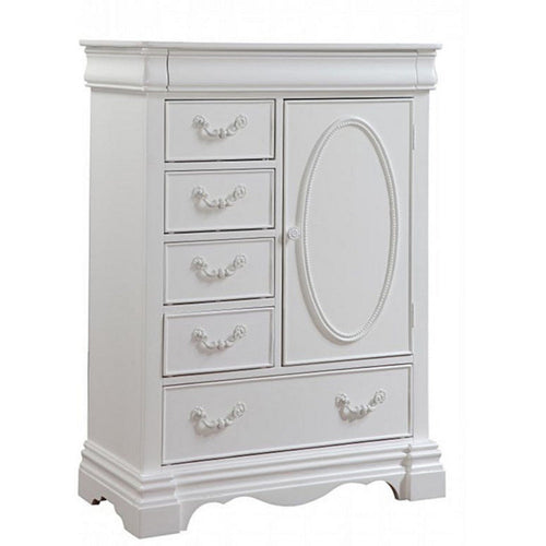 Lavinia Chest | 6 Drawers | 1-Door Shelf | Scalloped Feet | White