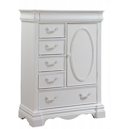 Lavinia Chest | 6 Drawers | 1-Door Shelf | Scalloped Feet | White