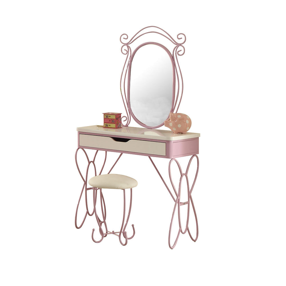 Angel Vanity Set | Metal & Wood | Contemporary Style | White & Purple