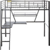 Contemporary Metal Loft Bed with Desk Black and Silver AMF-37275