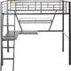 Contemporary Metal Loft Bed with Desk Black and Silver AMF-37275