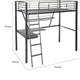 Contemporary Metal Loft Bed with Desk Black and Silver AMF-37275