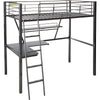 Contemporary Metal Loft Bed with Desk, Black and Silver
