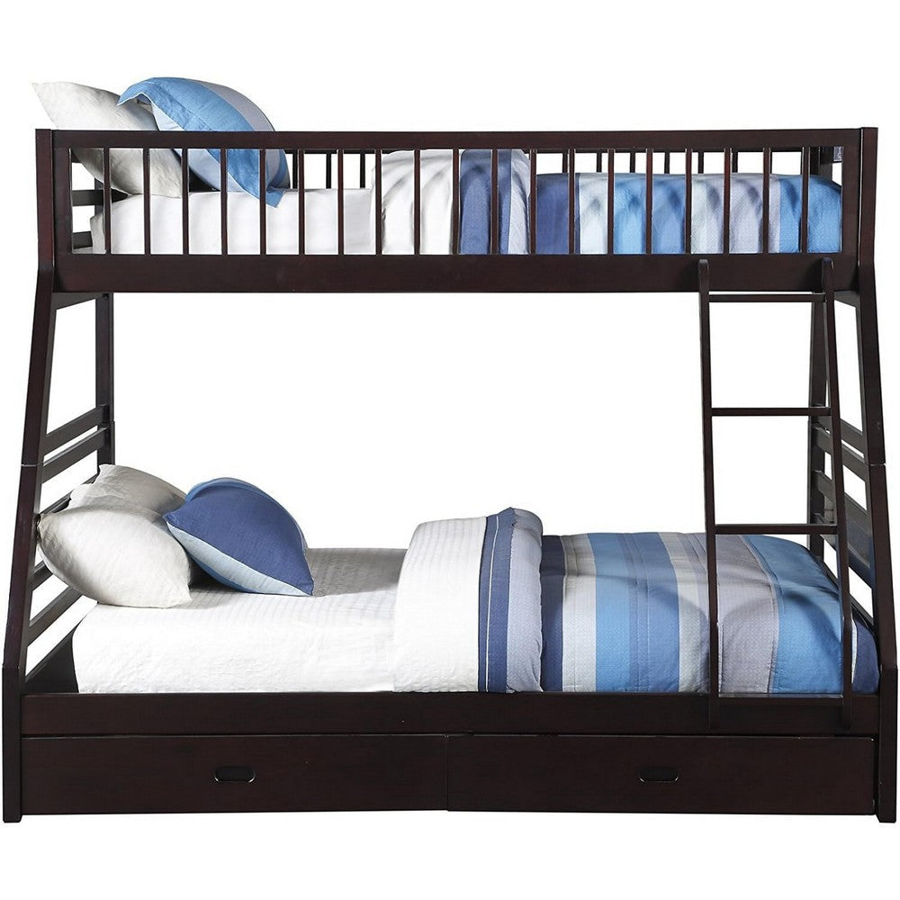Espresso Bunk Bed | Twin XL/Queen | Wood Frame | Drawers AMF-37425