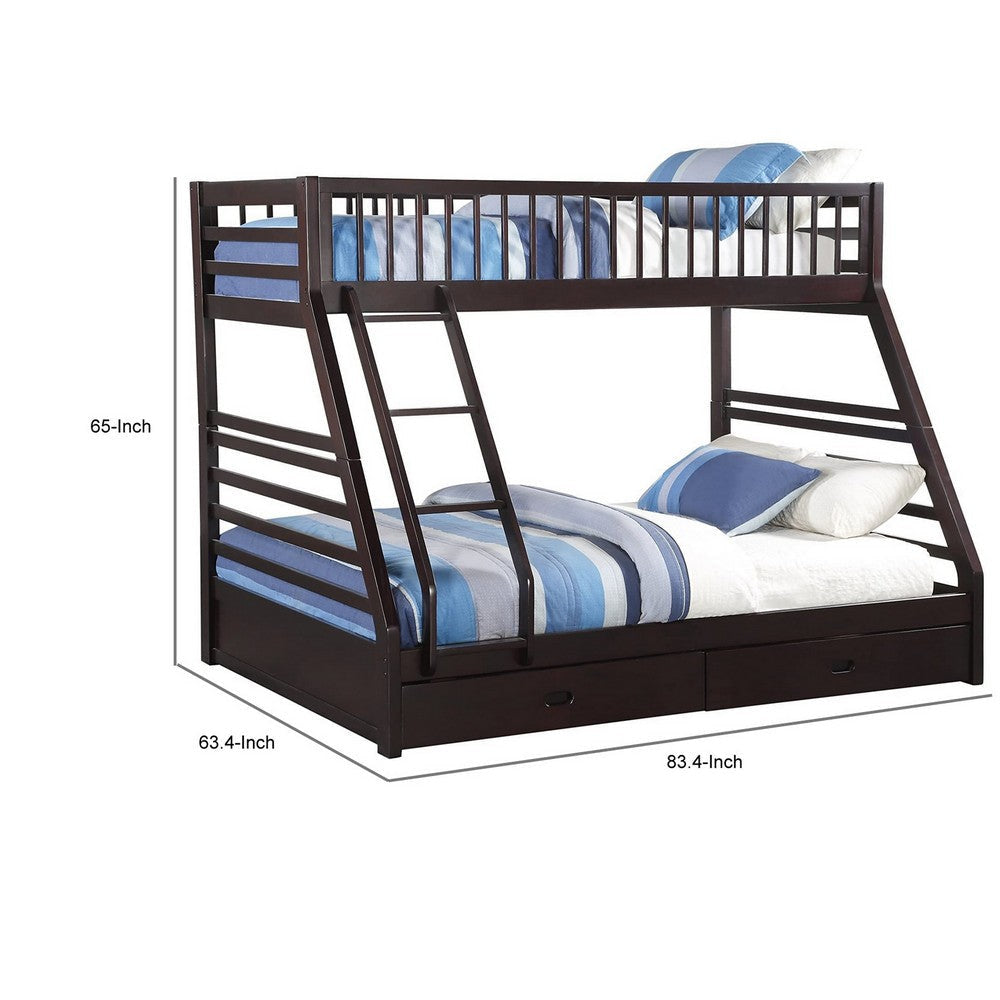 Espresso Bunk Bed | Twin XL/Queen | Wood Frame | Drawers AMF-37425