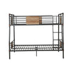 Full Over Queen Size Metal Bunk Bed with Ladder Black and Brown AMF-37725