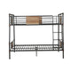 Full Over Queen Size Metal Bunk Bed with Ladder Black and Brown AMF-37725