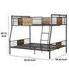 Full Over Queen Size Metal Bunk Bed with Ladder Black and Brown AMF-37725