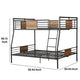 Full Over Queen Size Metal Bunk Bed with Ladder Black and Brown AMF-37725