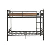 Queen Over Queen Size Metal Bunk Bed with Ladder Black and Brown AMF-37730