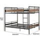 Queen Over Queen Size Metal Bunk Bed with Ladder Black and Brown AMF-37730