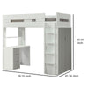 Wooden Twin Size Loft Bunk Bed with Workstation White and Gray