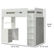 Wooden Twin Size Loft Bunk Bed with Workstation White and Gray