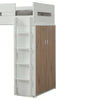 Wooden Twin Size Loft Bunk Bed with Workstation White and Brown