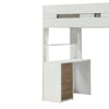 Wooden Twin Size Loft Bunk Bed with Workstation White and Brown