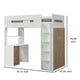 Wooden Twin Size Loft Bunk Bed with Workstation White and Brown