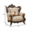 Rolled Arm Chair With Floral Arched Backrest And Two Pillows Brown And Beige By Casagear Home AMF-51052