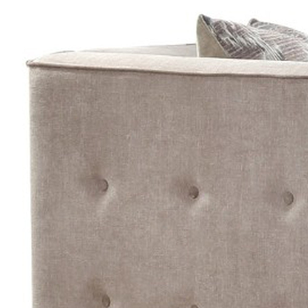 Vintage Style Fabric and Wood Sofa with 2 Pillows Gray AMF-52055