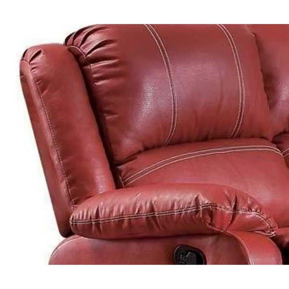 81 Inch Motion Reclining Sofa Padded Pillow Top Arms Red Faux Leather AMF-52150