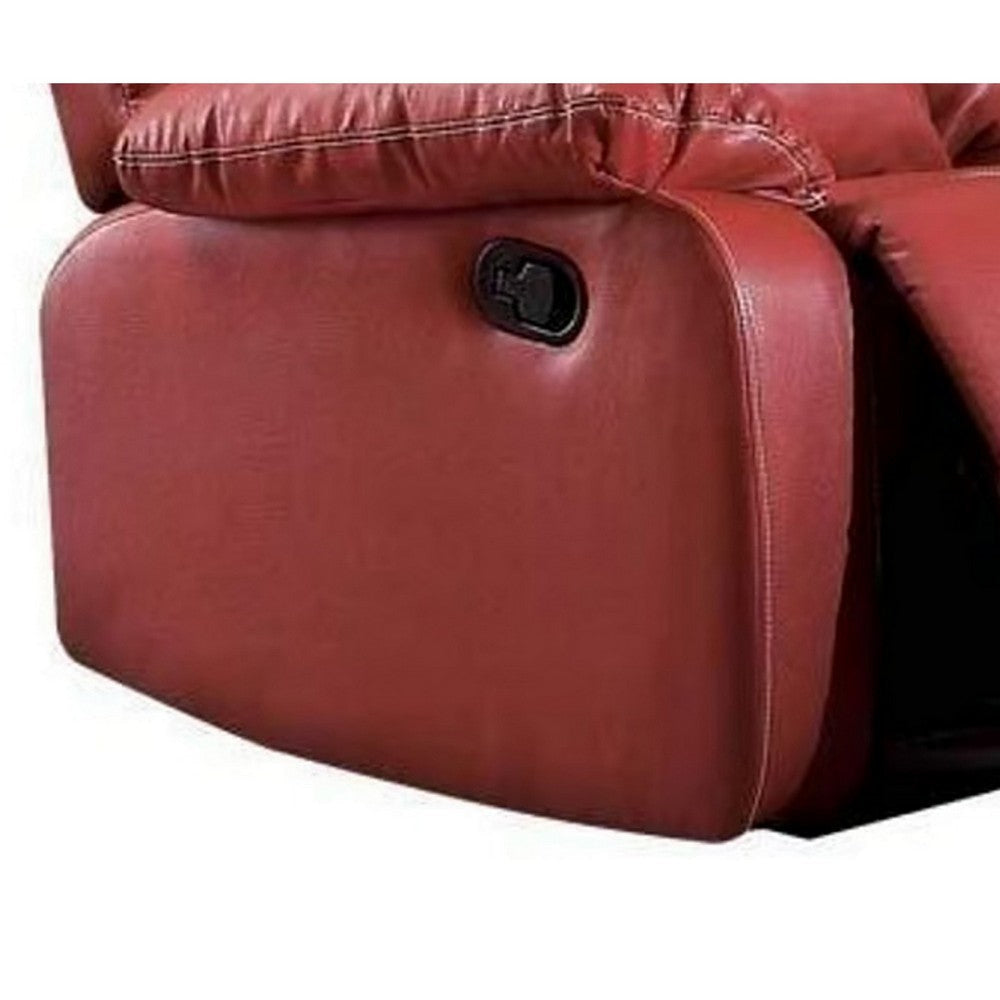 81 Inch Motion Reclining Sofa Padded Pillow Top Arms Red Faux Leather AMF-52150