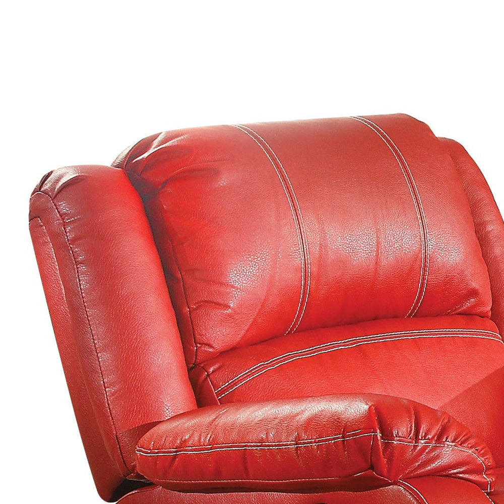 Leather Rocker Recliner Chair, Red