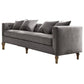 Regal Gray Velvet Sofa with 4 Pillows By Casagear Home