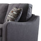 Contemporary Linen Upholstered Wooden Sofa with Two Pillows, Gray