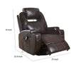 Contemporary Polyurethane Upholstered Metal Rocker Recliner with Swivel, Brown