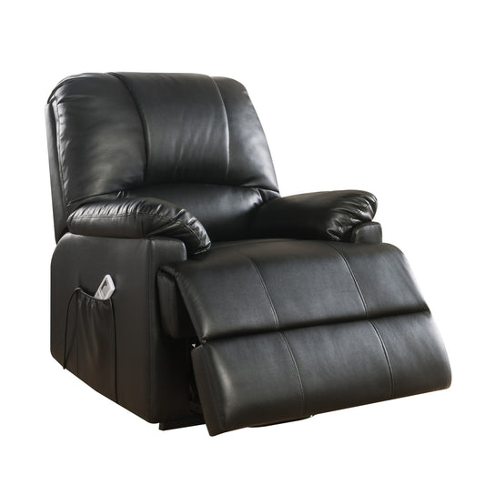 Contemporary Polyurethane Upholstered Metal Recliner with Power Lift, Black