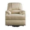 Contemporary Polyurethane Upholstered Metal Recliner with Power Lift, Beige