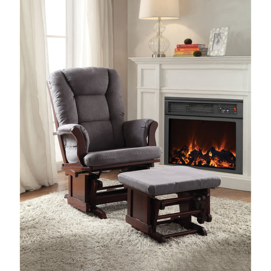 Aeron Glider Chair & Ottoman, 2 Piece Pack Gray & Brown