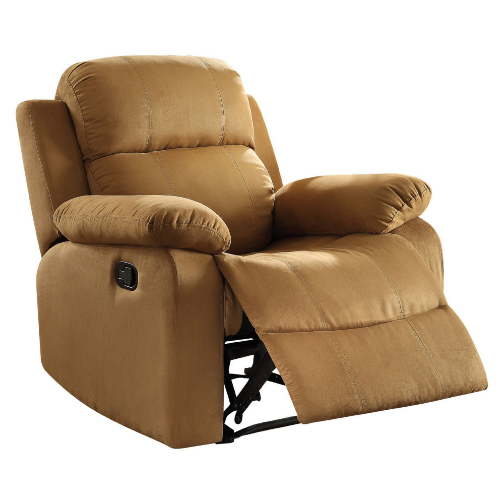 Microfiber Metal Glider Recliner Chair with Pillow Top Armrest, Light Brown