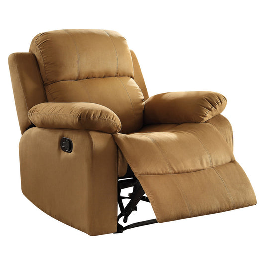 Microfiber Metal Glider Recliner Chair with Pillow Top Armrest Light Brown AMF-59468