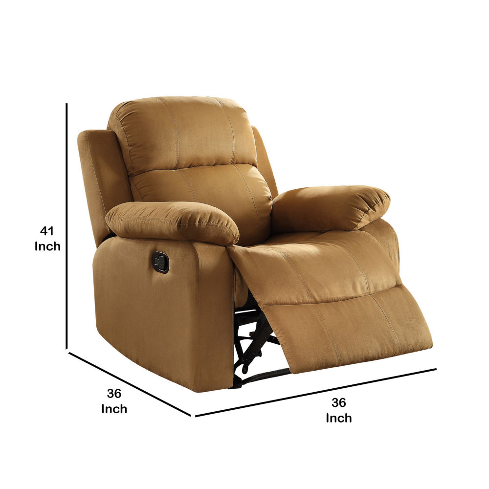 Microfiber Metal Glider Recliner Chair with Pillow Top Armrest, Light Brown
