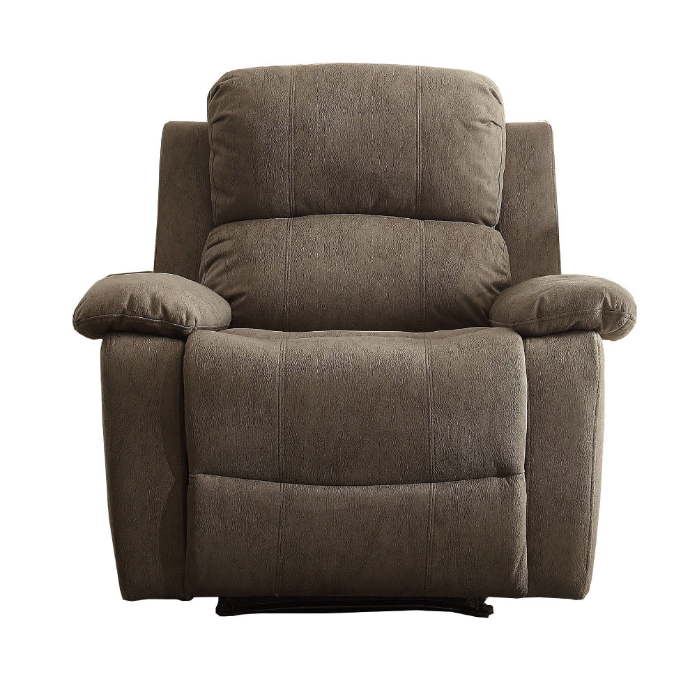 Contemporary Microfiber Upholstered Metal Recliner with Pillow Top, Gray