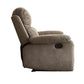 Contemporary Microfiber Upholstered Metal Recliner with Pillow Top, Gray
