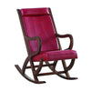 Faux Leather Upholstered Wooden Rocking Chair with Looped Arms, Brown and Red - 59536