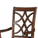Clarence Armchair Set of 2 | Fabric Seat | Lattice Back | Brown Wood