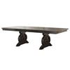 Wooden Rectangular Dining Table With Scrolled Motifs Base, Rustic Walnut