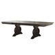 Wooden Rectangular Dining Table With Scrolled Motifs Base, Rustic Walnut