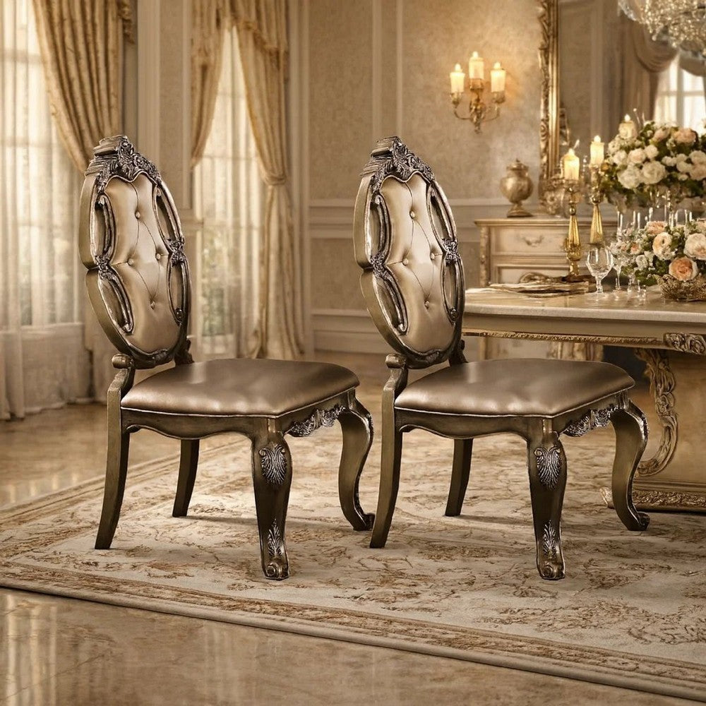 Lyla Dining Chair Set of 2 | 26" | Faux Leather | Champagne Gold
