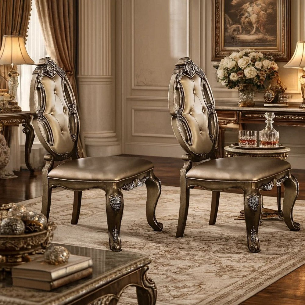 Lyla Dining Chair Set of 2 | 26" | Faux Leather | Champagne Gold