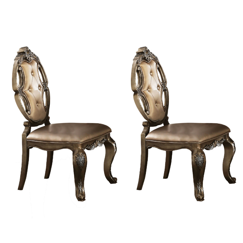 Lyla Dining Chair Set of 2 | 26" | Faux Leather | Champagne Gold