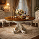 Wooden Top Dining Table With Pedestal Feet, Antique Pearl & Cherry Oak