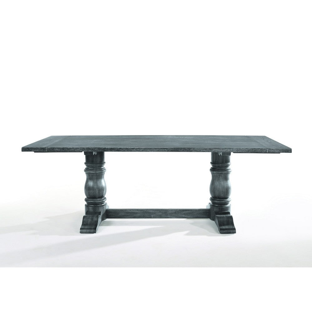 Wooden Rectangular Dining Table With Trestle Base Gray AMF-66180
