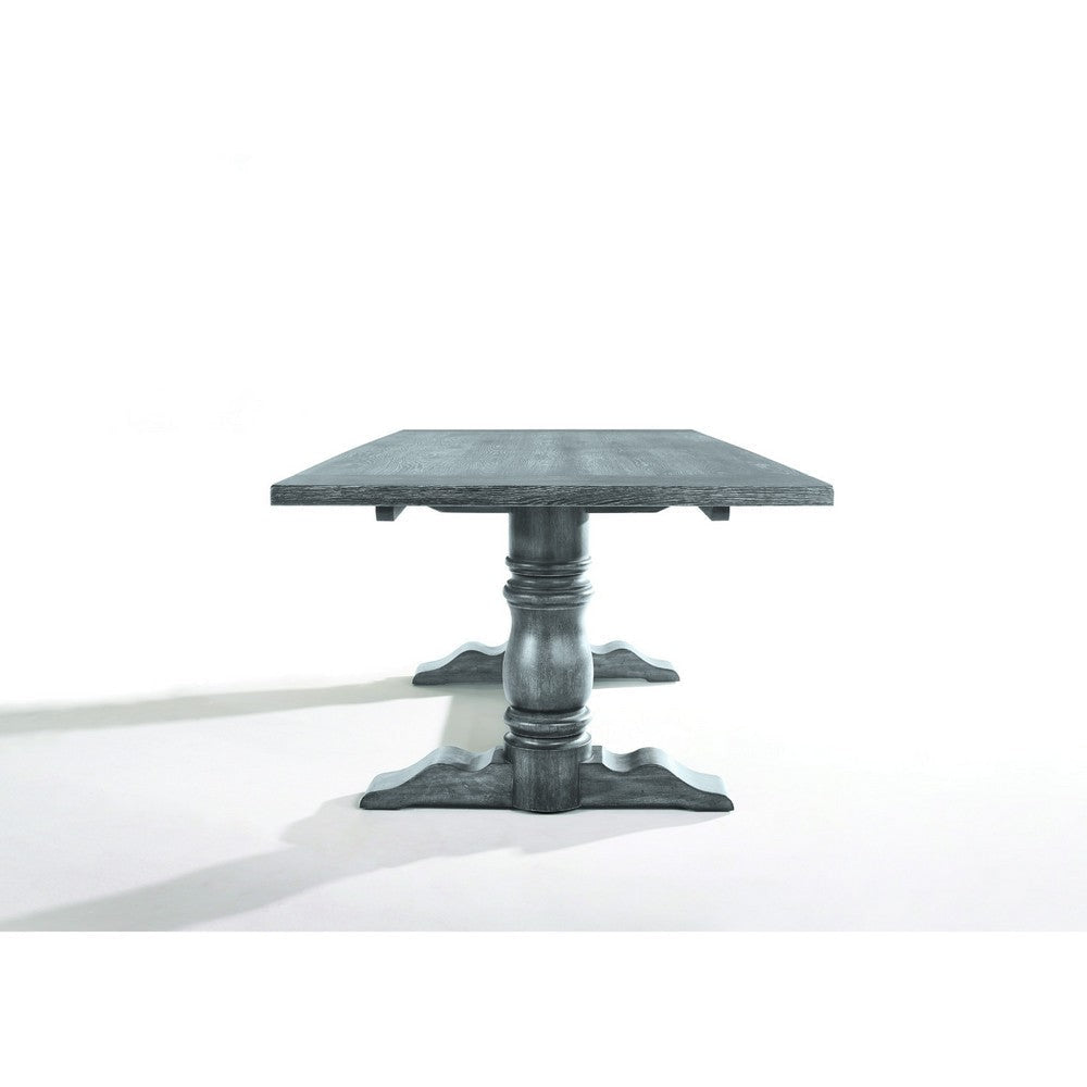 Wooden Rectangular Dining Table With Trestle Base Gray AMF-66180