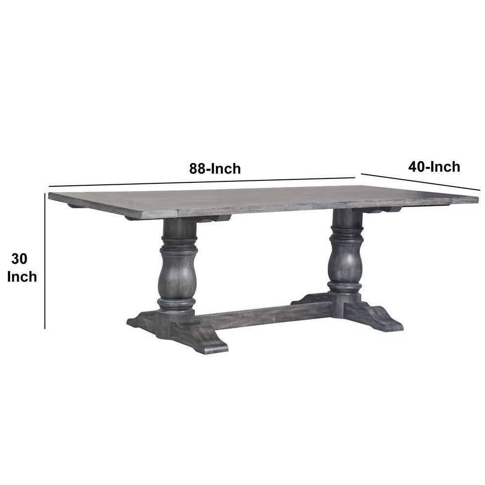 Wooden Rectangular Dining Table With Trestle Base Gray AMF-66180