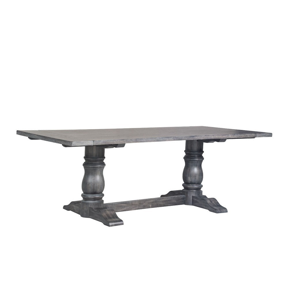 Wooden Rectangular Dining Table With Trestle Base, Gray