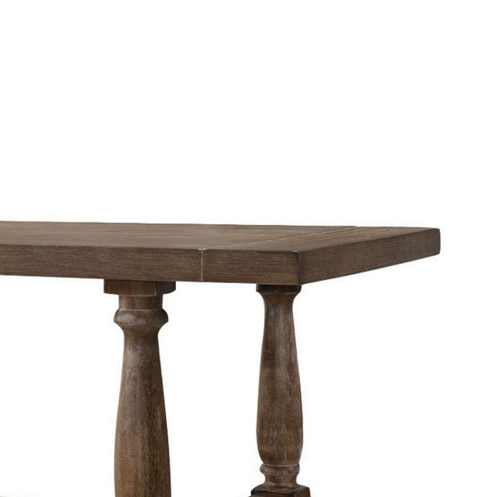 Traditional Style Wooden Dining Table with Rectangular Shape and Angled Legs, Brown