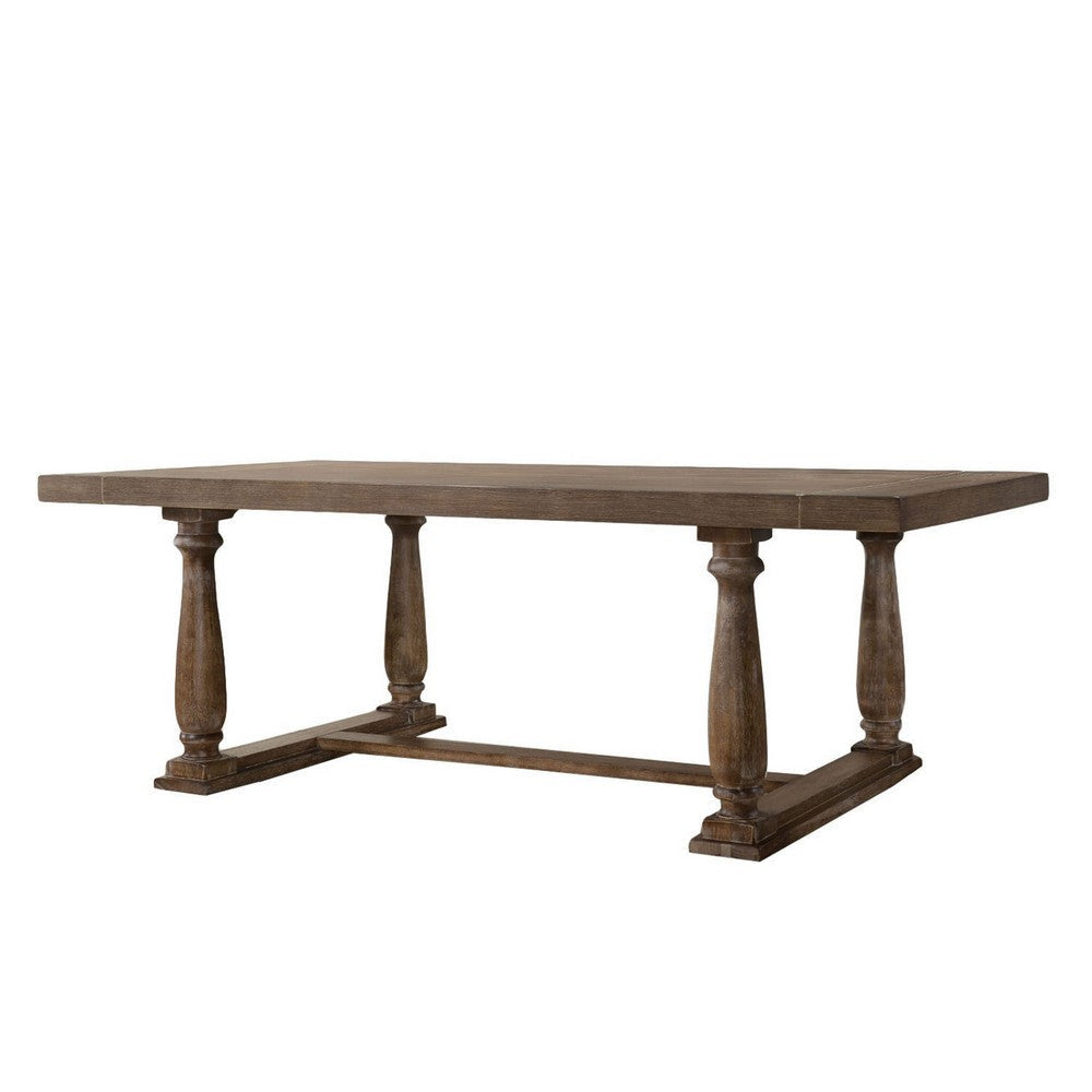 Traditional Style Wooden Dining Table with Rectangular Shape and Angled Legs, Brown